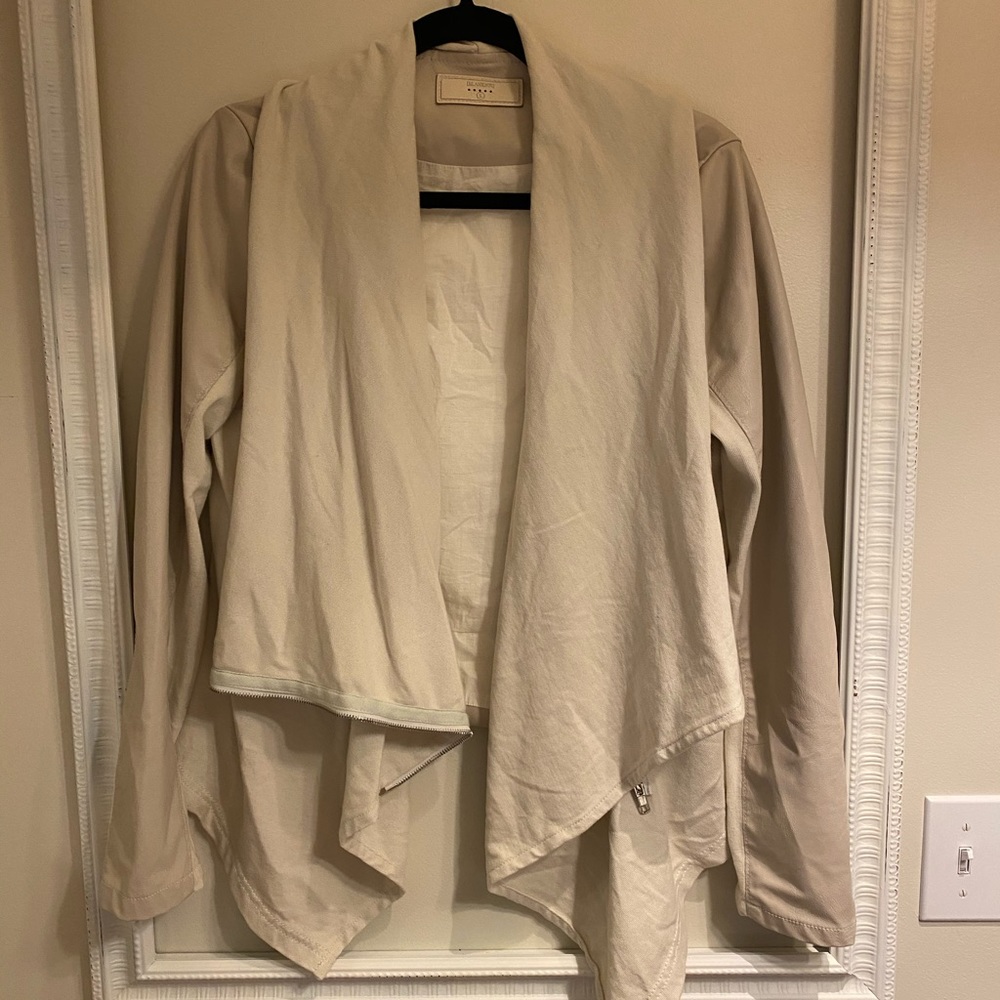 Cream asymmetrical blank nyc jacket